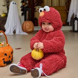Pottery Barn Baby Sesame Street Elmo Costume Full Body Halloween Bodysuit 0-6 Mo